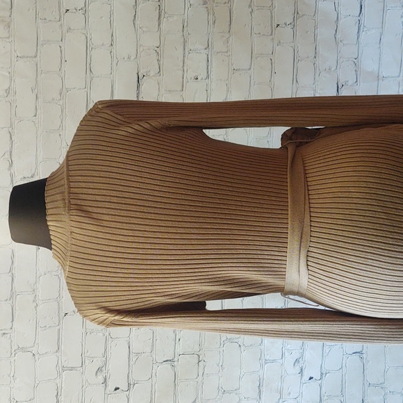 New Look Size 12 Mock Neck Ribbed Long Sleeve Dress with Front Split - Picture 6 of 11